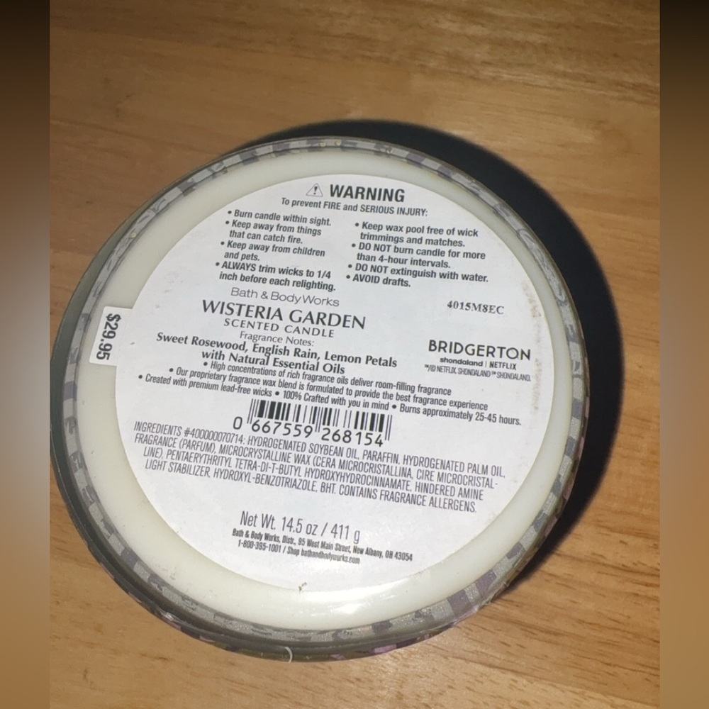 Bath & Body Works Bridgerton Wisteria Garden Scented Candle - Picture 3 of 3
